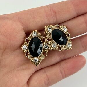 3 for $30 Victorian Gold and Rhinestone Clip On Earrings